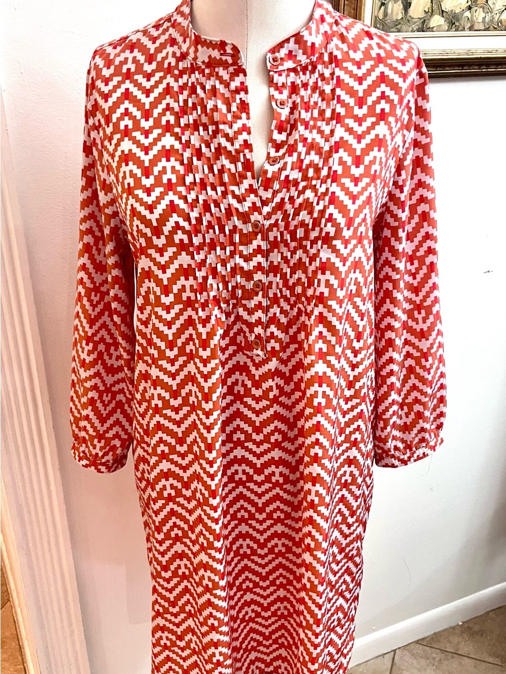 GAP Red and White Chevron Midi Dress